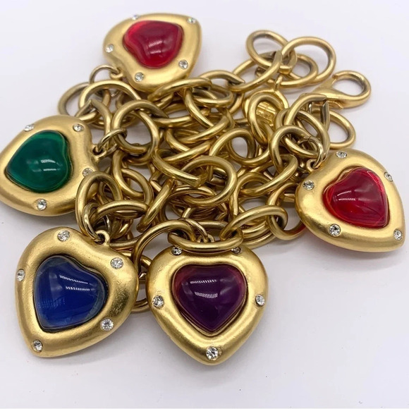 Givenchy Vintage Gripoix Heart Charm Bracelet RARE - Picture 1 of 16
